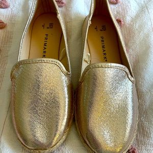 Gold Shimmer Slip-On Shoes